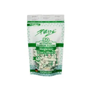 PURIZE Aktivkohlefilter Regular Short Size – Beutel, 50 Stück, Weiß