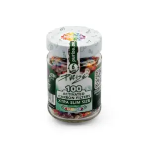 PURIZE Aktivkohlefilter XTRA Slim Size – Dose, 100 Stück, Regenbogen