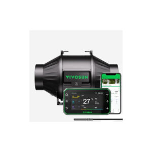 VIVOSUN AeroZesh T4 Inline-Lüfter 4″ mit E42AP Temperatur- und Luftfeuchtigkeits-WiFi-Controller, PWM-gesteuerter EC-Lüfter für Growzelt-Belüftung