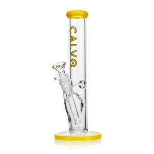 Glasbong CALVO Straight Tube Premium, gelb, 25 cm, Schliff 14 mm