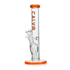 Glasbong CALVO Straight Tube Premium, orange, 25 cm, Schliff 14 mm
