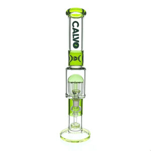 Glasbong CALVO Straight Tube Tree Perc, grün, 42 cm, Schliff 14 mm