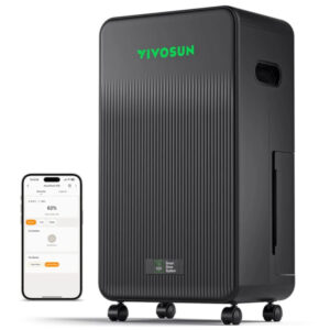 VIVOSUN AeroDrain D12 Intelligenter Luftentfeuchter für die Umgebung, bis zu 12 L/Tag, 2 L Wassertank, mit Temperatur- und Feuchtigkeitssensorsonde